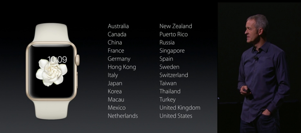 Các nước phân phối Apple Watch mới