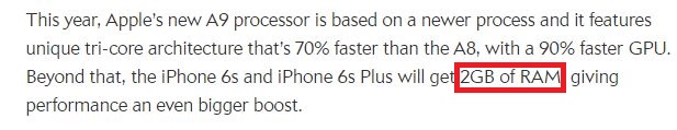 RAM iPhone 6S RAM iPhone 6S