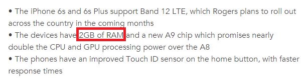 RAM iPhone 6S RAM iPhone 6S