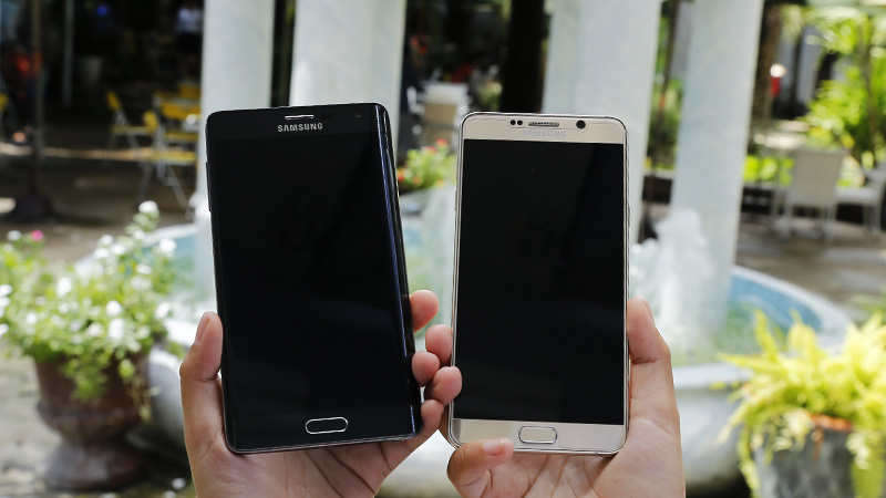 Mặt trước của Note 5 và Note Edge Mặt trước của Note 5 và Note Edge