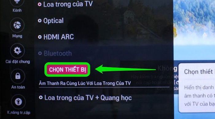 Chọn mục Thiết bị.