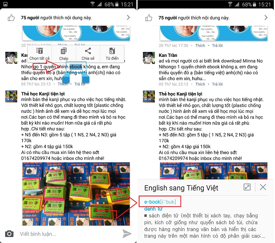 Tính năng dịch nhanh khi bôi chọn chữ viết trên Galaxy Note 5 Tính năng dịch nhanh khi bôi chọn chữ viết trên Galaxy Note 5