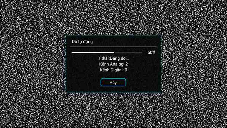 Tivi đang tiến hành dò kênh