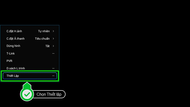 Chọn Thiết lập