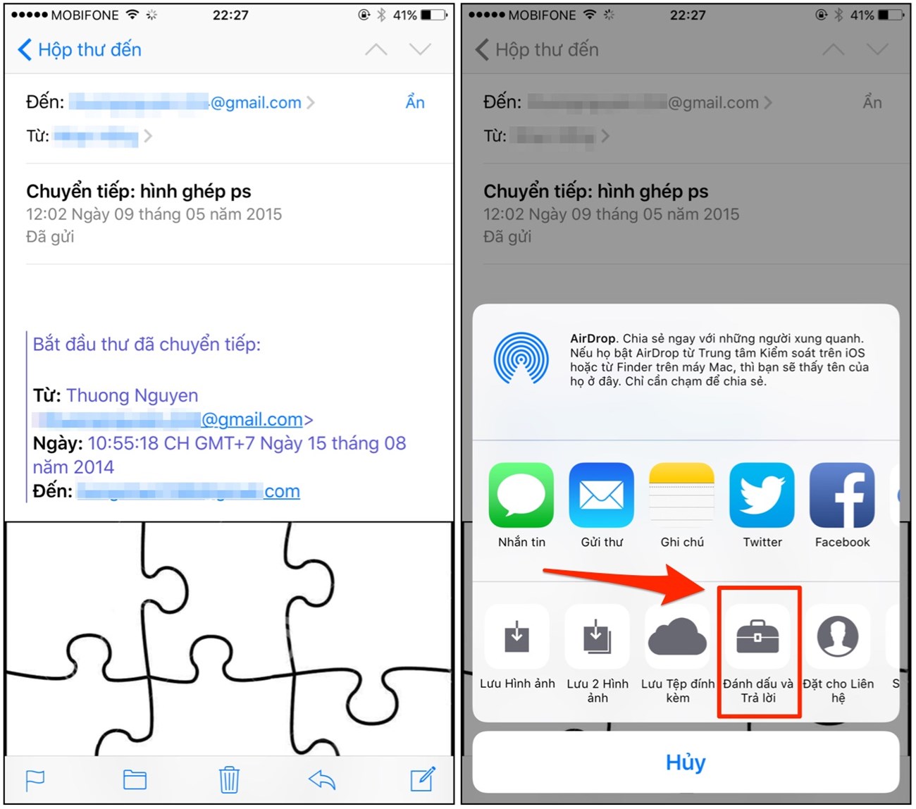 Chú thích cho tệp đính kèm trực tiếp trong Mail