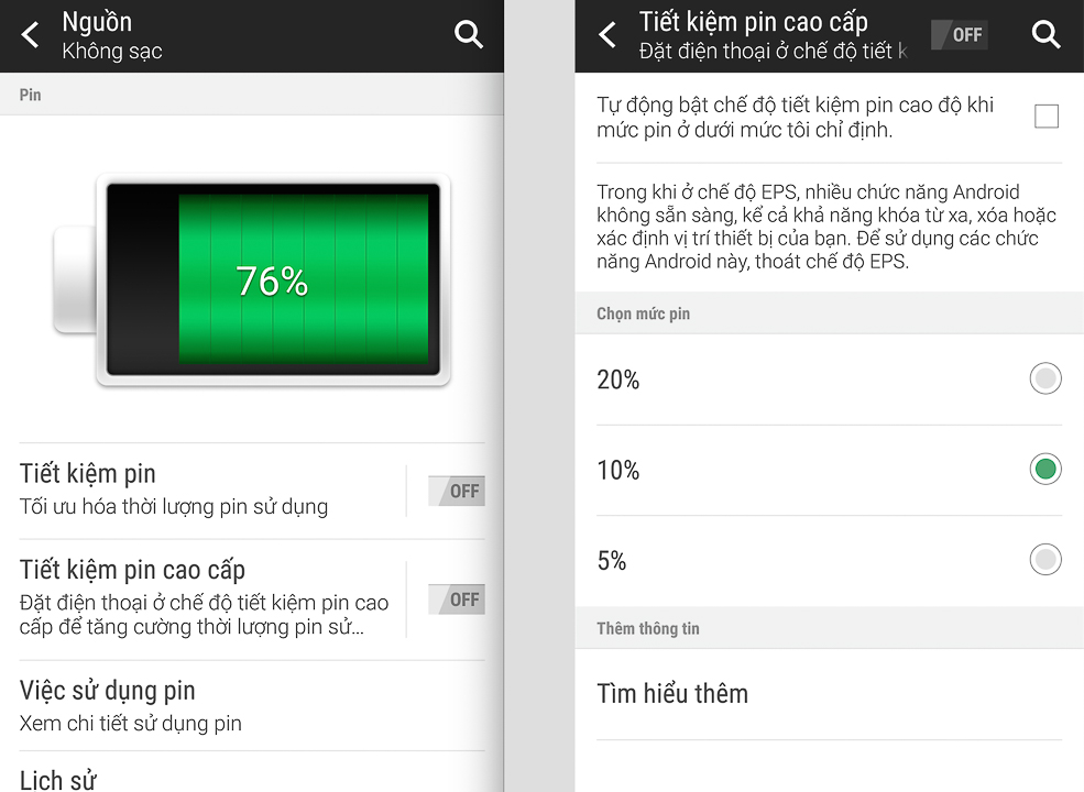 Chế độ tiết kiệm pin M8 Eye Đánh giá HTC One M8 Eye