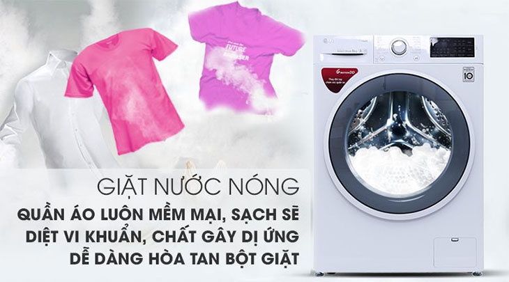 Tiện ích giặt nước nóng giúp xà phòng được hoà tan tốt hơn, ngăn ngừa vi khuẩn