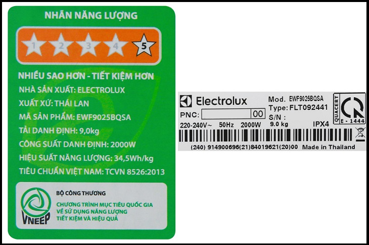 Nhãn năng lượng trên máy giặt là gì?