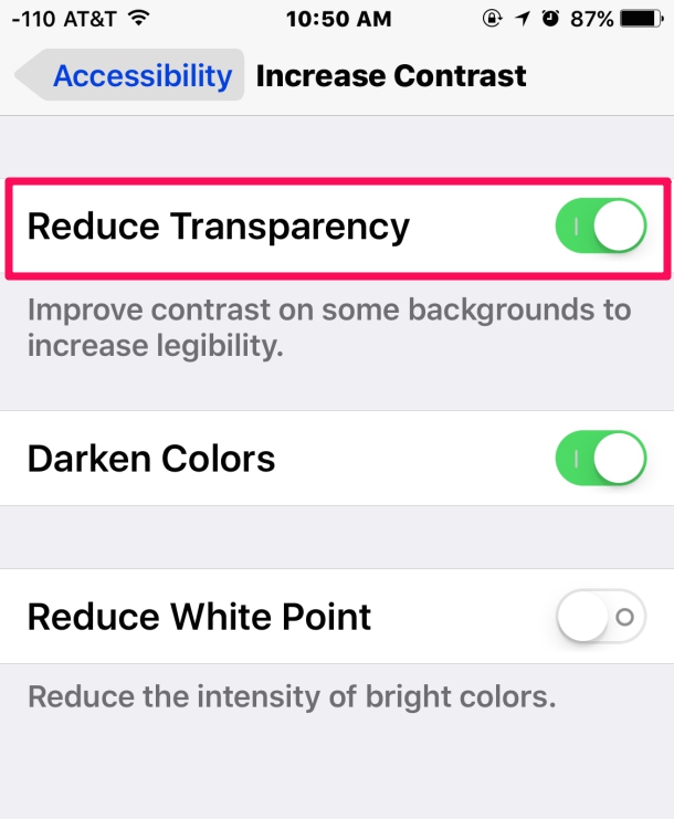 Tắt hiệu ứng trong suốt