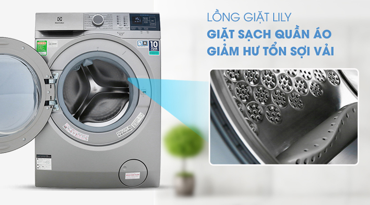 Máy giặt Electrolux Inverter 9 kg EWF9024ADSA sở hữu lồng giặt Lily giúp giặt sạch quần áo, bảo vệ sợi vải khỏi hư tổn.