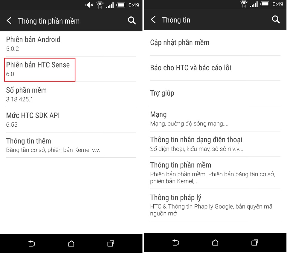 HTC Butterfly 2 chạy trên Android 5.0.2 với giao diện HTC Sense 6