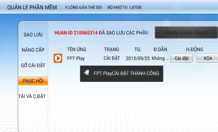 Quá trình cài đặt hoàn tất