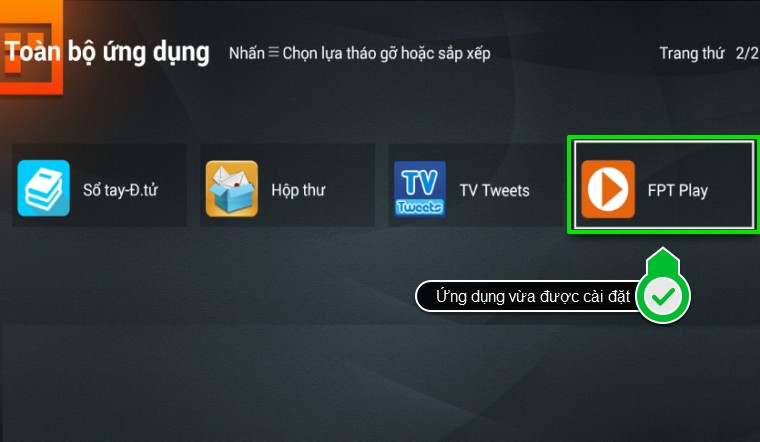 Ứng dụng có mặt trong danh sách ứng dụng của bạn