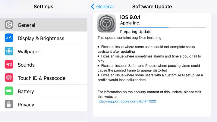 Apple lại vừa tung bản cập nhật iOS 9.0.1