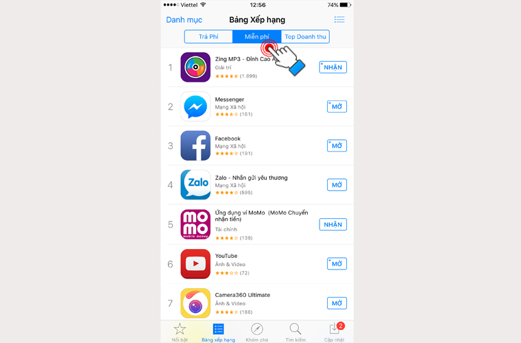 Chọn 1 ứng dụng miễn phí bất kí trong App Store