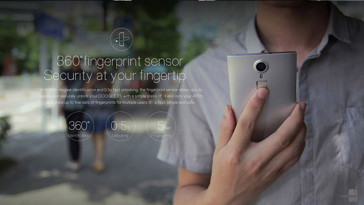Doogee F5 cũng có nhận dạng vân tay
