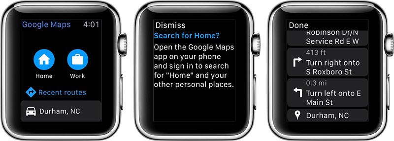 Google cập nhật ứng dụng Google Maps trên Apple Watch