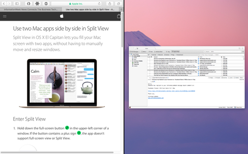 OS X El Capitan 10.11 hỗ trợ ứng dụng chia màn hình