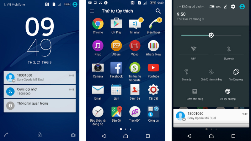 Giao diện Sony Xperia M5 Dual
