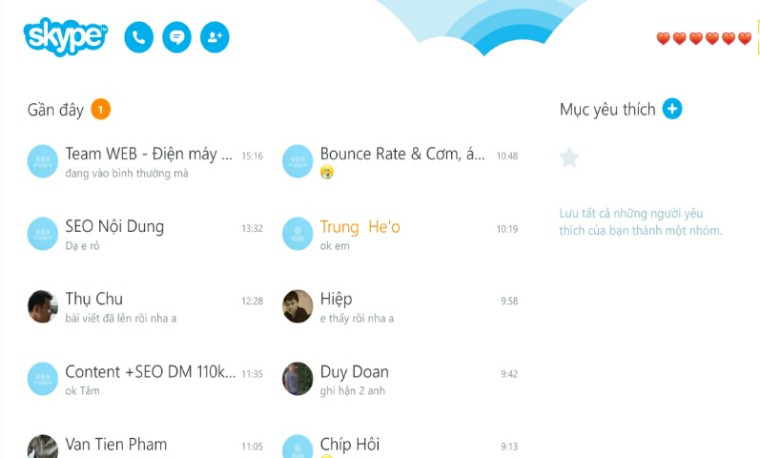 Giao diện Skype trên tivi