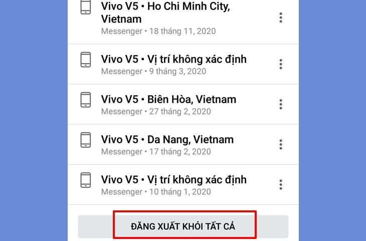 Dễ dàng đăng xuất Messenger trên điện thoại và máy tính trong 1 phút > Chọn nút Đăng xuất khỏi tất cả