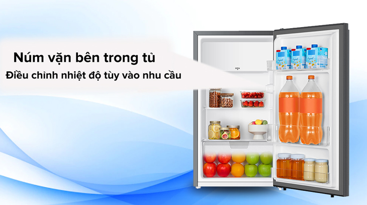 Bên trong tủ lạnh Electrolux 94 Lít EUM0930AD-VN có núm vặn cho phép bạn điều chỉnh nhiệt độ phù hợp với lượng thực phẩm