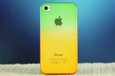 Ốp lưng iPhone 4/4S Nhựa dẻo Xanh lá Cam