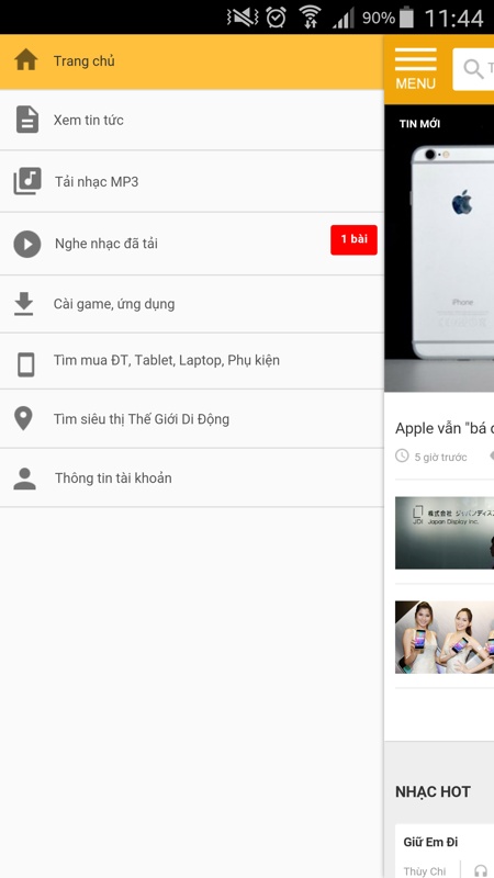 Tải và nghe nhạc trên app TGDD 2