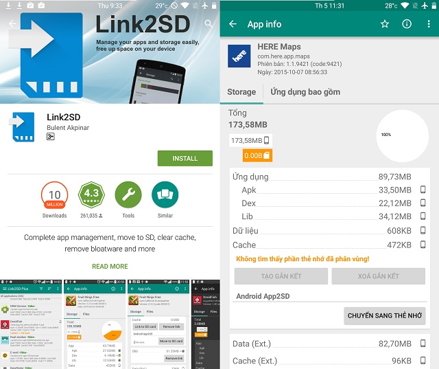 Link2SD cho phép chuyển các dữ liệu của ứng dụng sang thẻ nhớ Link2SD cho phép chuyển các dữ liệu của ứng dụng sang thẻ nhớ