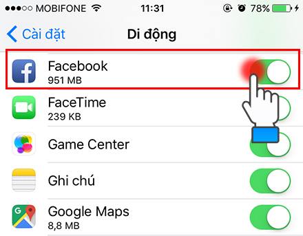 tắt ứng dụng chiếm nhiều dung lượng 3G