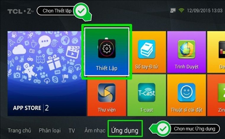 Chọn Thiết lập