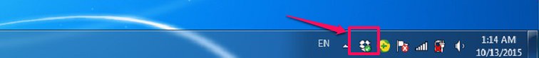 Một số mẹo giúp sử dụng Dropbox hiệu quả > Biểu tượng Dropbox trên taskbar