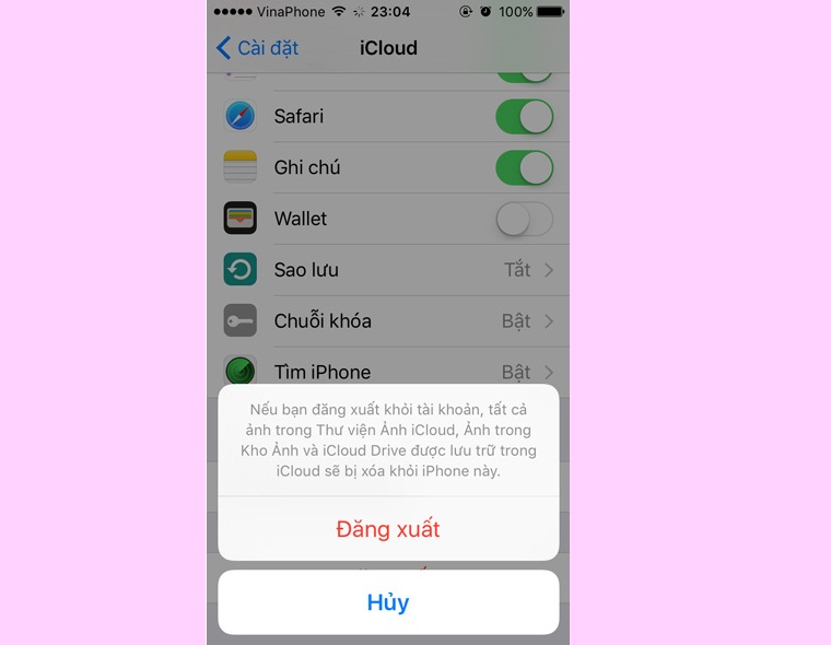 Đăng xuất iCloud