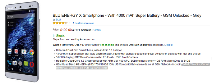 BLU Studio Energy X pin 4.000mAh