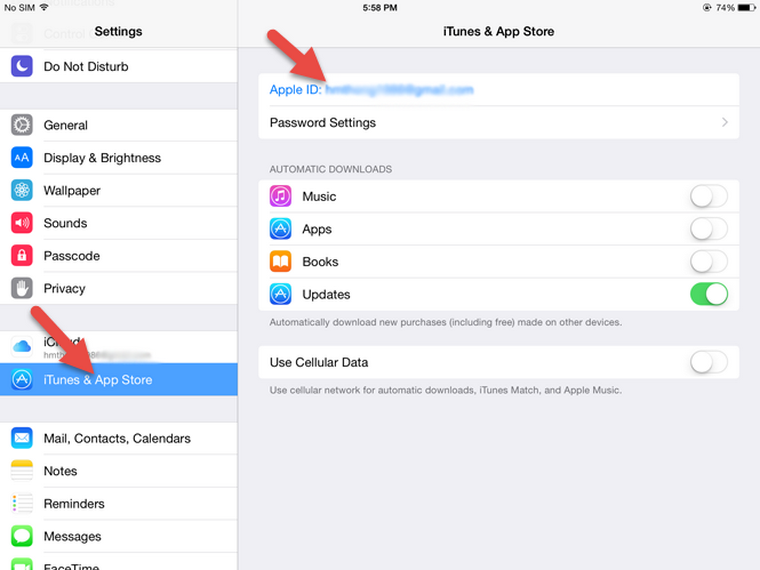 Tại giao diện chính của iOS hãy chọn đến Setting --> iTunes & App Store