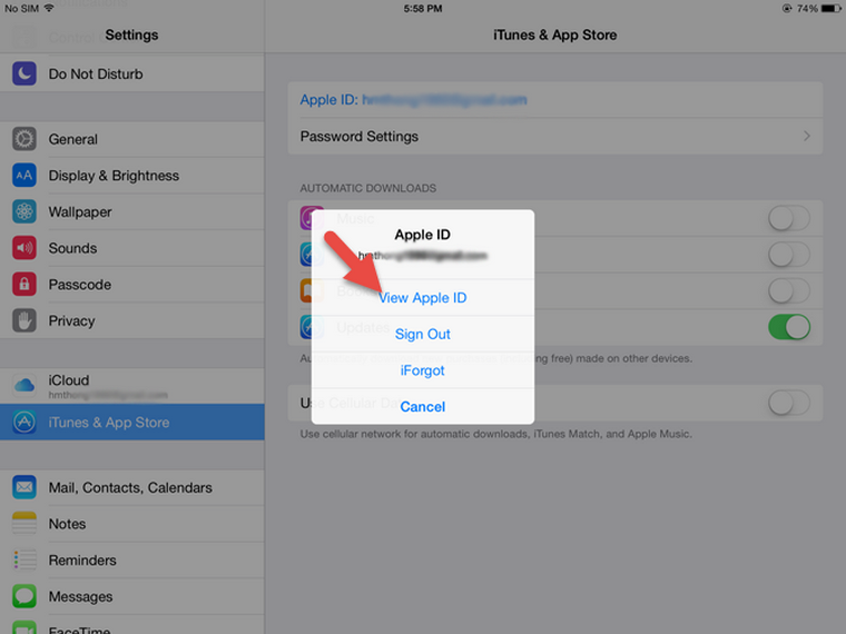 Tại giao diện chính của iOS hãy chọn đến Setting -->

 iTunes & App Store” src=”https://cdn.tgdd.vn/Files/2015/10/18/723261/cachtaiungdungioskhongdanhchothitruongvietnam2-1.jpg” title=”Tại giao diện chính của iOS hãy chọn đến Setting –> iTunes & App Store”/></p>
<p><strong>Bước 2</strong>: Các bạn chọn tiếp vào <strong>View Apple ID</strong>. Apple sẽ yêu cầu bạn nhập mật khẩu mới cho xem <strong>Apple ID</strong>. Bạn nhập mật khẩu như được yêu cầu để sang bước tiếp theo.</p>
<p><img alt=