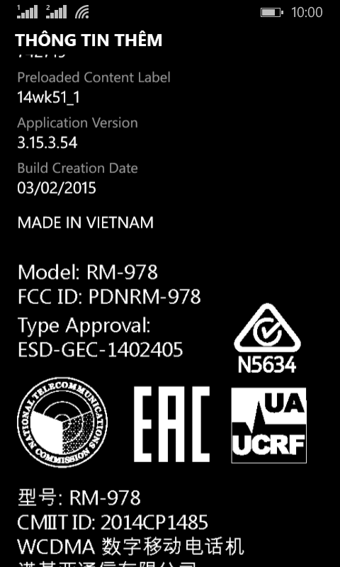 Một mẫu Lumia khác cũng sản xuất tại nước ta Một mẫu Lumia khác cũng sản xuất tại nước ta