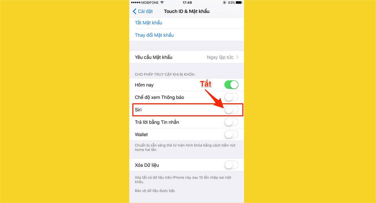 Ngăn không cho sử dụng Siri khi điện thoại bị khóa