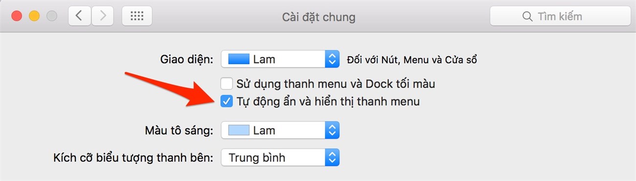 Ẩn menu bar Ẩn menu bar