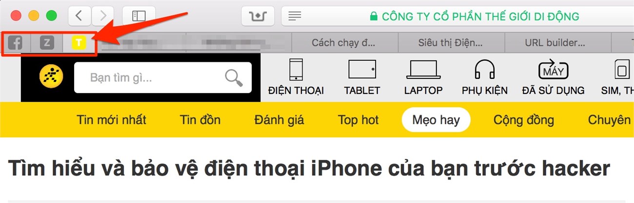 Ghim Tab trong Safari Ghim Tab trong Safari