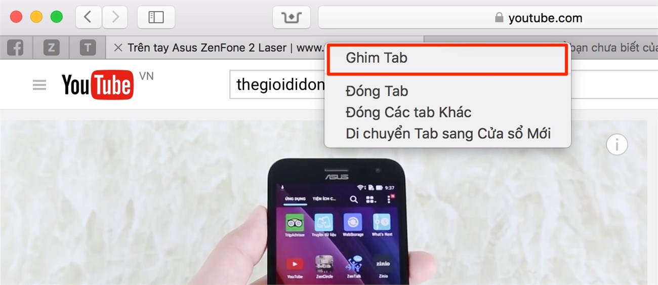 Ghim Tab trong Safari Ghim Tab trong Safari