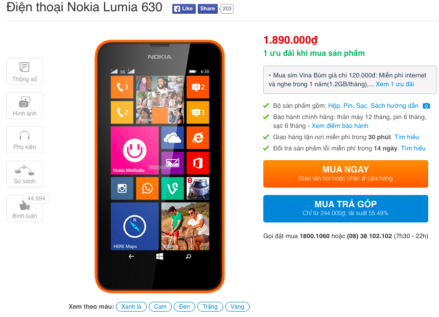 Lumia 630 vừa được giảm giá mạnh mẽ
