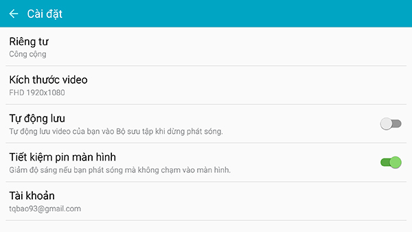 Chọn tự động lưu để để đoạn phim sẽ tự lưu vào thư viện sau khi phát sóng Chọn tự động lưu để để đoạn phim sẽ tự lưu vào thư viện sau khi phát sóng