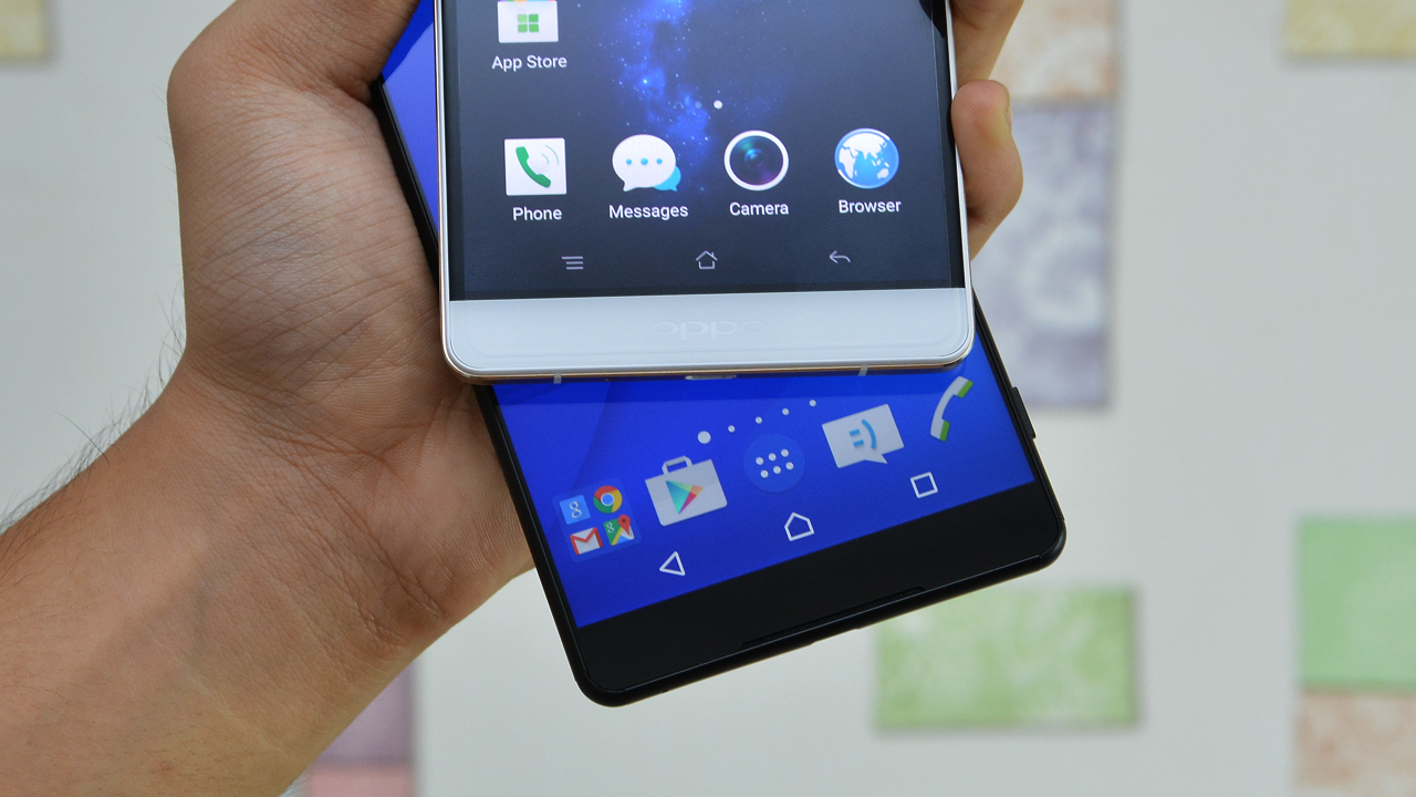 Mặt trước Oppo R7 Plus và Sony Xperia C5 Ultra Dual Mặt trước Oppo R7 Plus và Sony Xperia C5 Ultra Dual