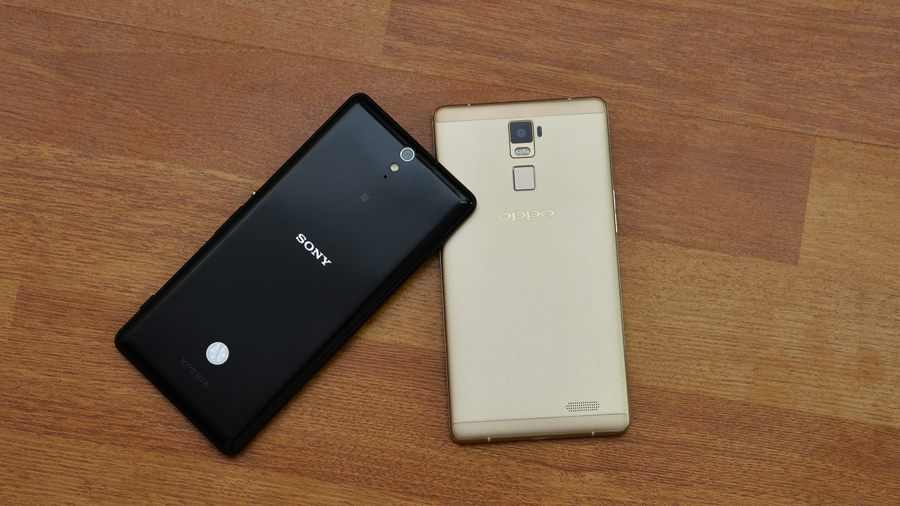 Mặt sau Oppo R7 Plus và Sony Xperia C5 Ultra Dual Mặt sau Oppo R7 Plus và Sony Xperia C5 Ultra Dual