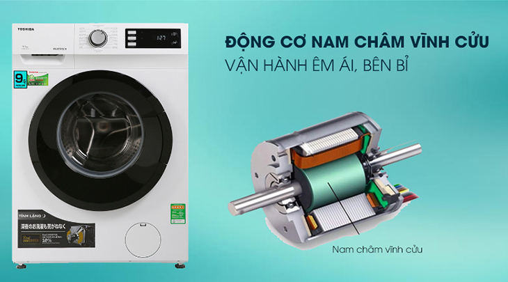 Máy giặt Toshiba có động cơ mạnh mẽ, bền bỉ