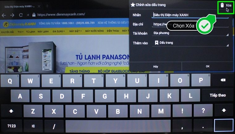 Cách đánh dấu trang web yêu thích trên Smart tivi Skyworth