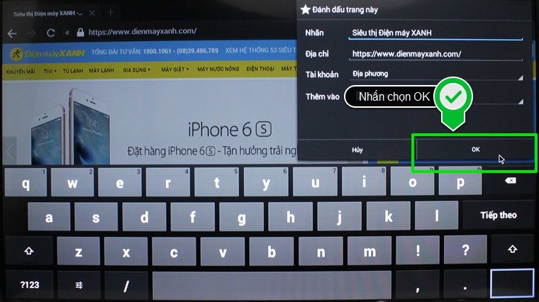 Cách đánh dấu trang web yêu thích trên Smart tivi Skyworth