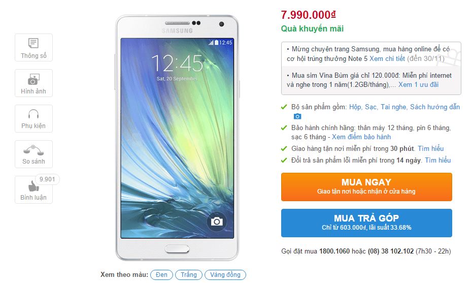 Galaxy A7 giảm giá mạnh mẽ Galaxy A7 giảm giá mạnh mẽ