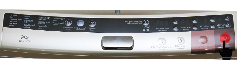 Hướng dẫn sử dụng bảng điều khiển máy giặt Hitachi – 140XTV > Nhấn nút Power (Nguồn) 